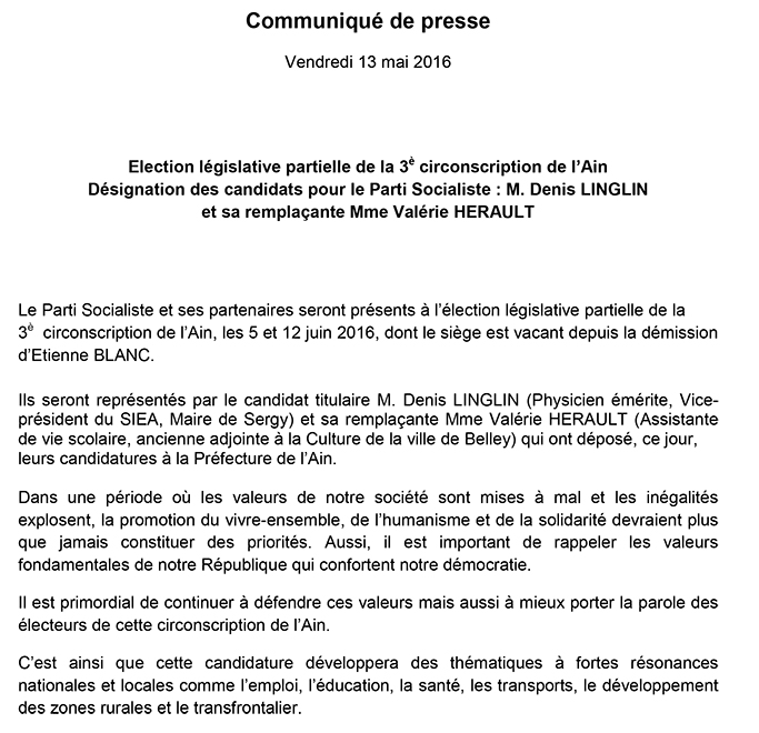 Communiqué de presse