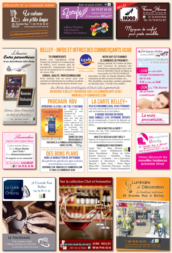 Belley Offres des commerçants UCAB ballad et vous sept 2015