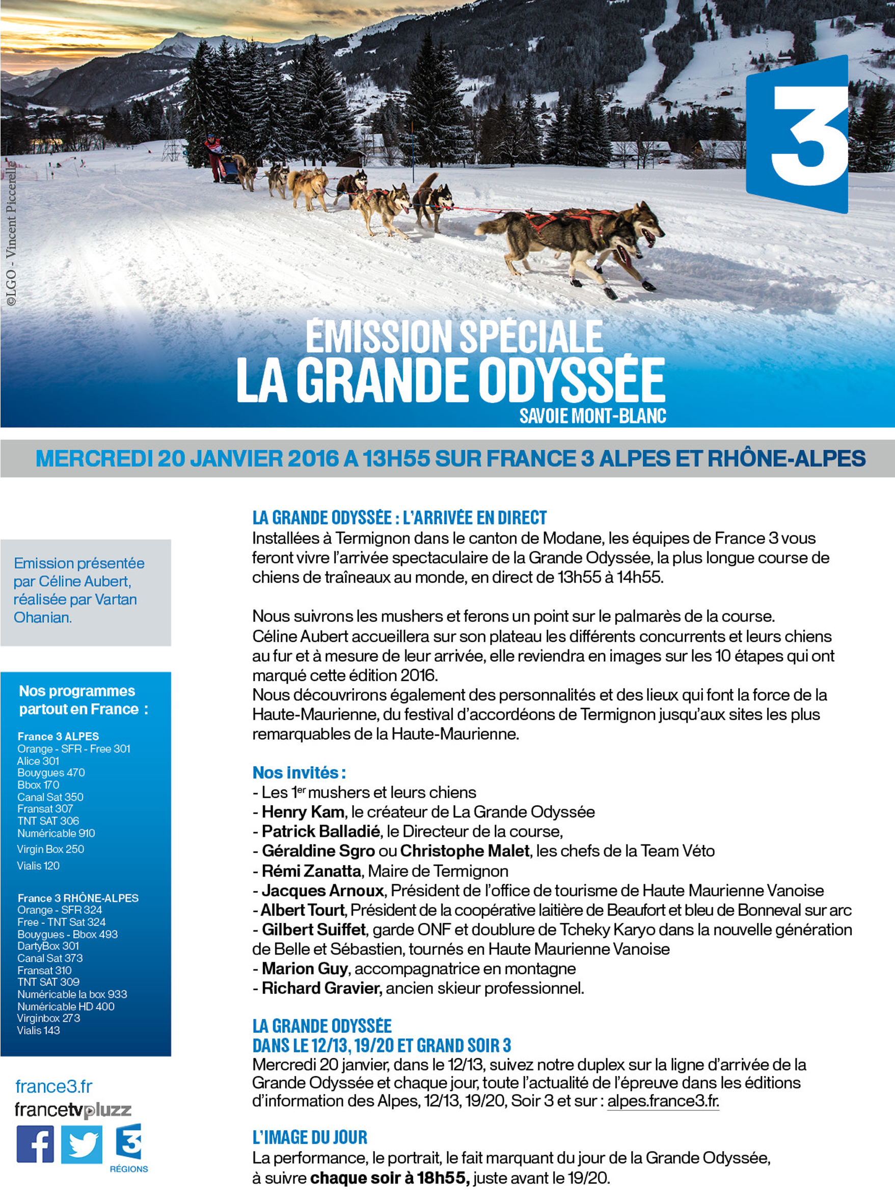 La Grande Odyssée l'arrivée en direct sur France 3