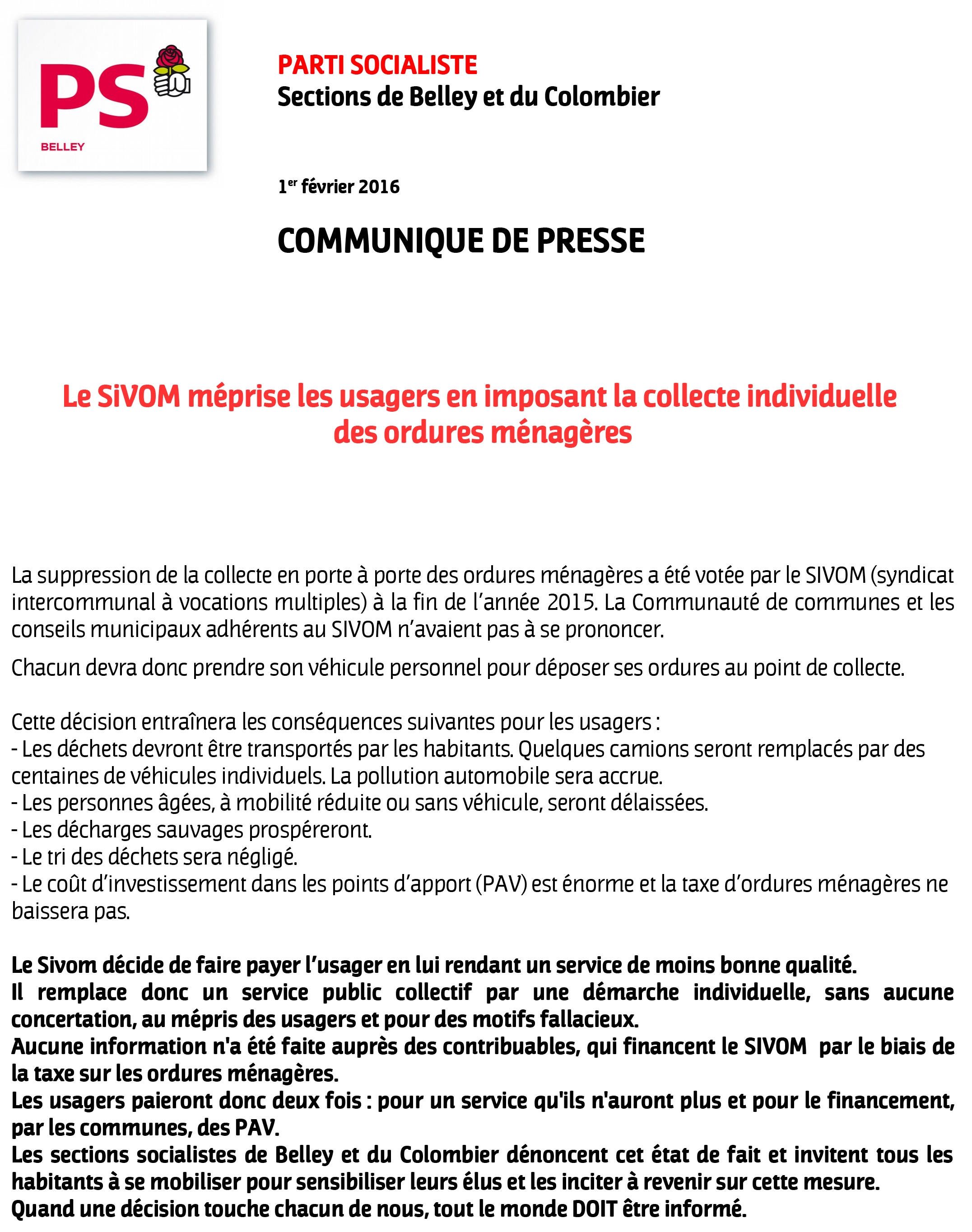 communiqué de presse sivom ballad et vous