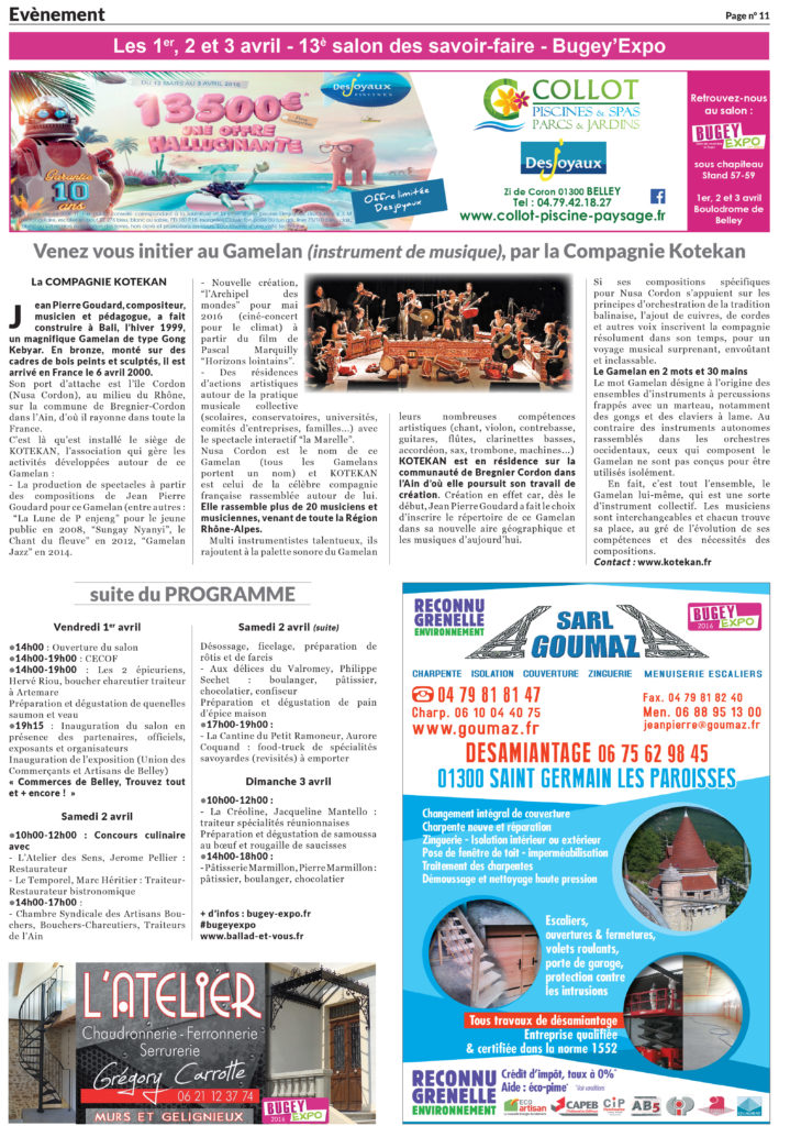 ballad et vous bugey expo 2016 le programme 0